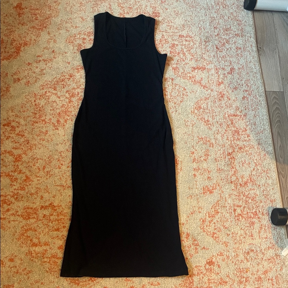Vuori Pose scoop neck ribbed midi tank Dress size medium black - Picture 3 of 8